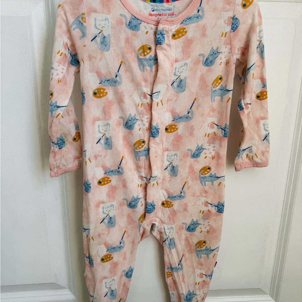 Magnetic Me Pink Baby One Piece Painting Cats